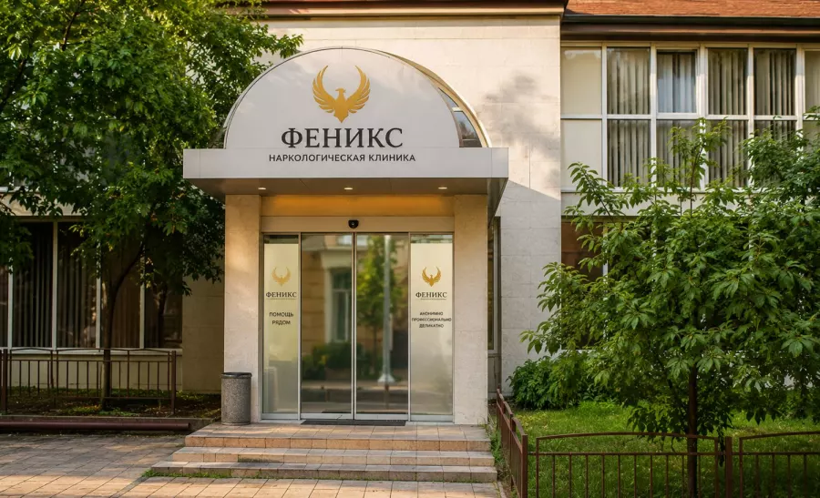 Вход в наркологическую клинику «Феникс» в Белокурихе